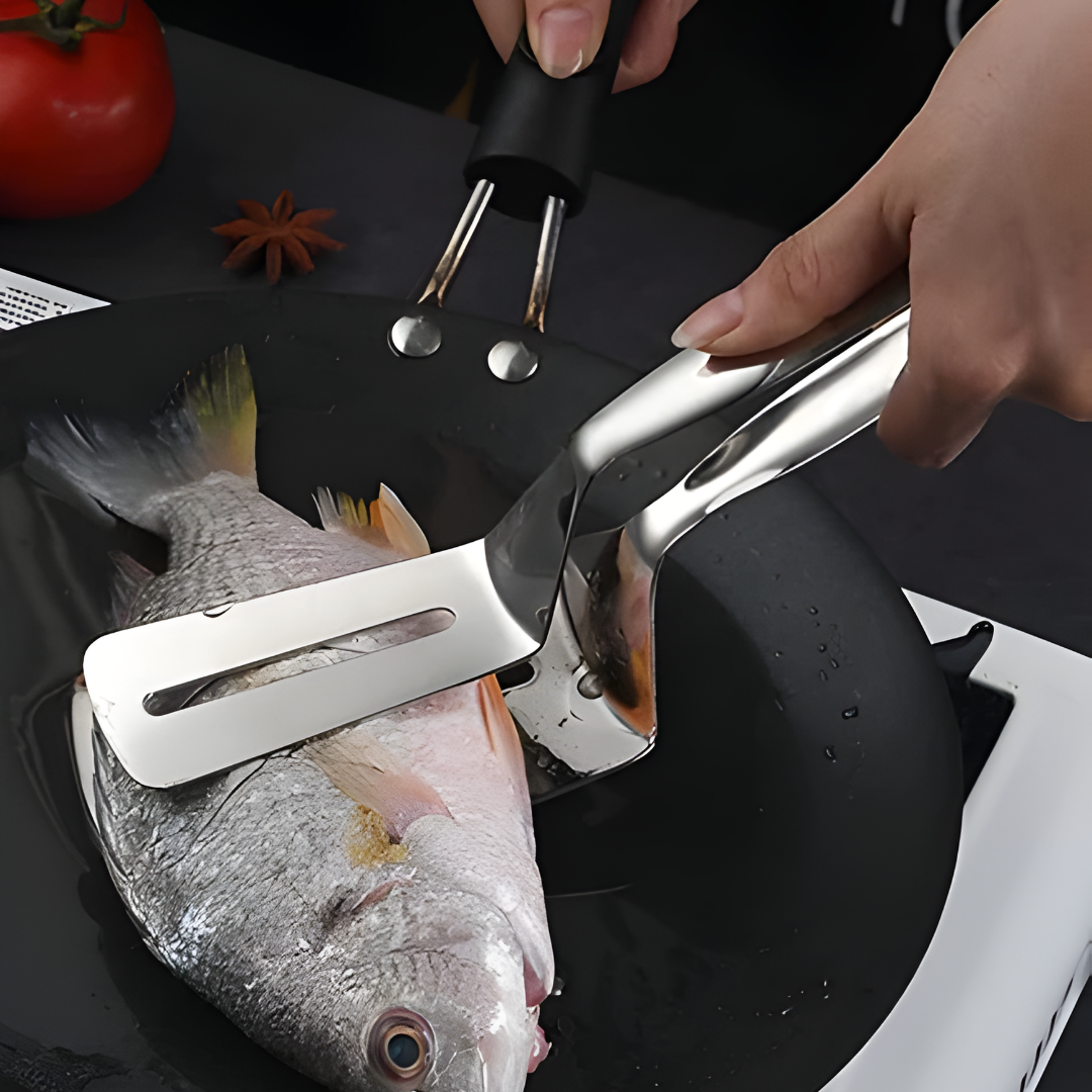 Edelstahl-Wendegreifer – Spatula & Zange 26 cm Kombination
