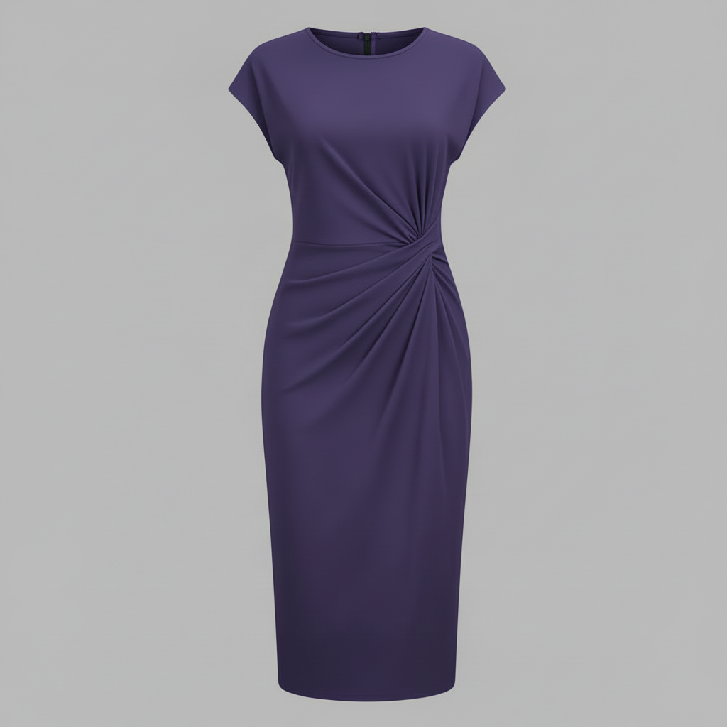 Elegantes Midi Kleid Damen | Kurzärmliges Formelles Kleid