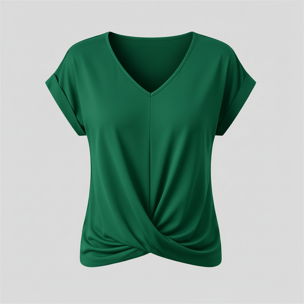 V-Ausschnitt Twist-Top | Oberteil Damen Kurzarm