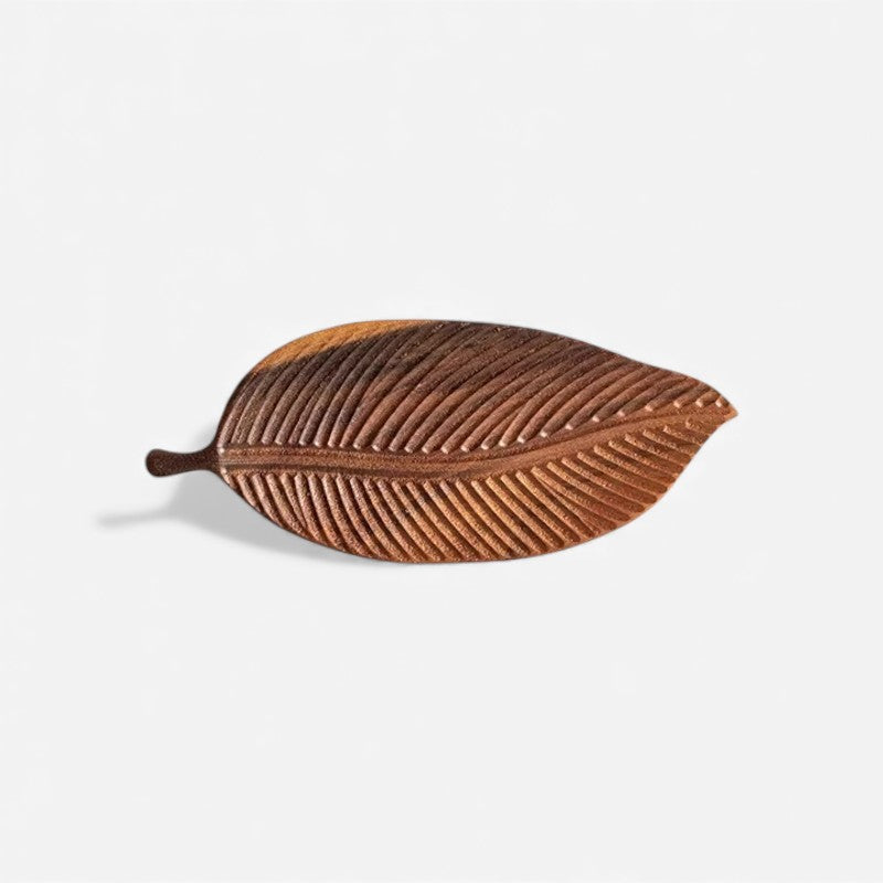 Holz-Blatt-Serviertablett – Dekoratives Design & Mit Griff