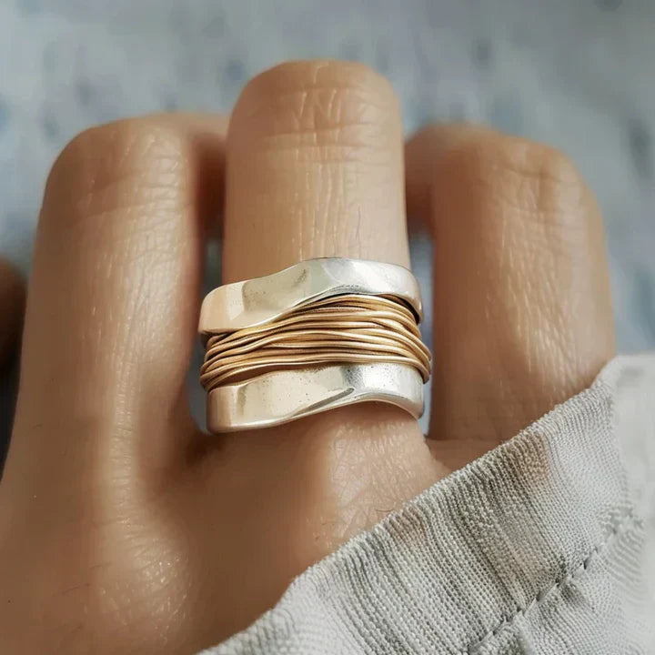 Damenring Silber mit Goldakzenten – Elegant & Modeschmuck