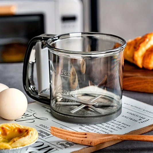 Mehlsieb mit Quetschgriff – 250 ml & Einhändig Bedienbar