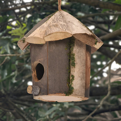 Hölzernes Vogelhaus – Mit Aufhängeband & Naturdeko Design