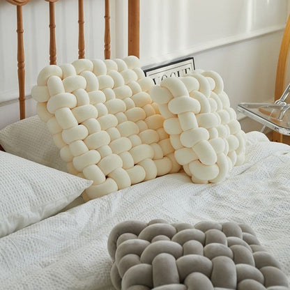 Gewebtes Knotkissen – Weiches Sitzkissen für Sofa & Bett
