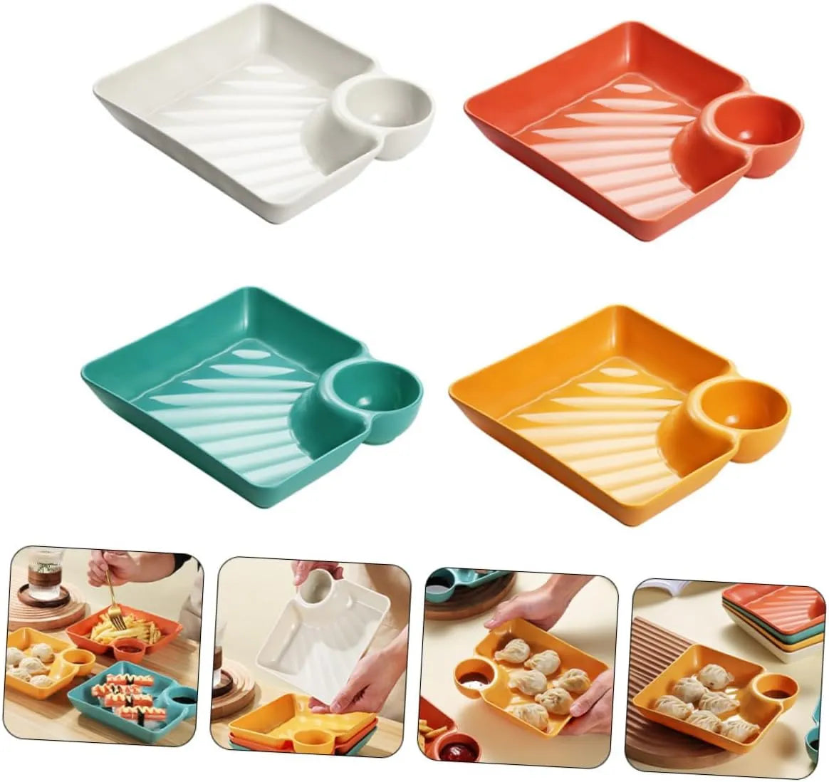 Dip-Teller mit Soßenfach – Kein Kleckern & Snack-Design