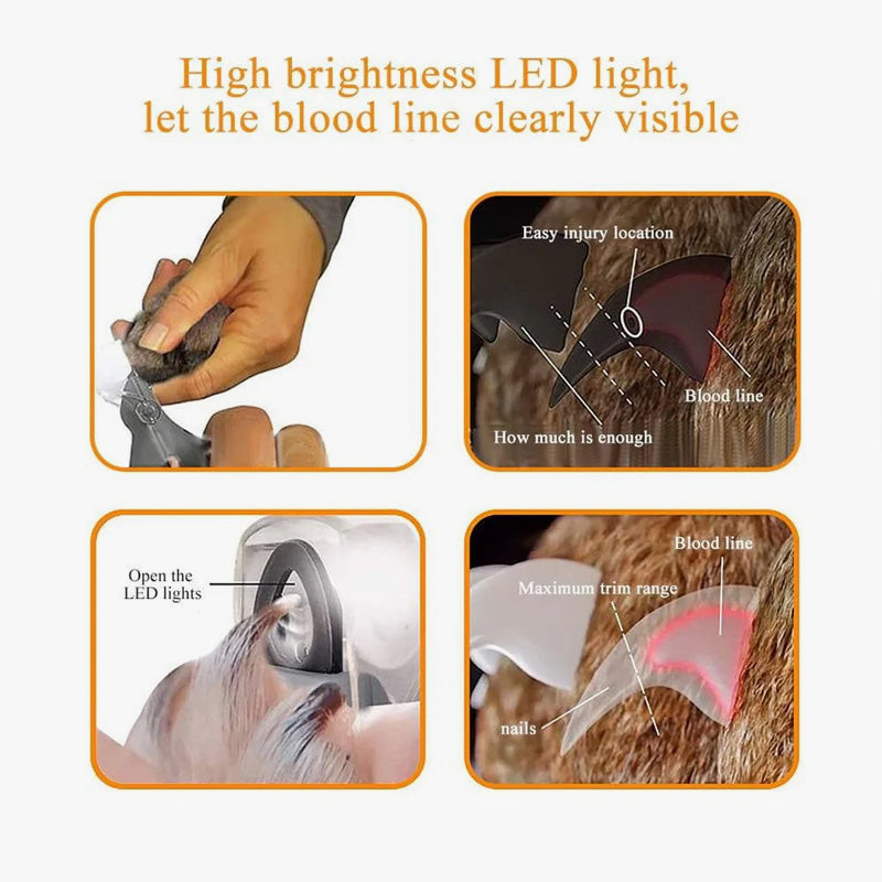 Tierkrallen-Schere mit LED-Licht – Edelstahlklinge & Austauschbar