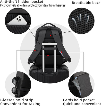 Wasserdichter Laptop-Reiserucksack – USB-Ladeport & Organizer-Fächer