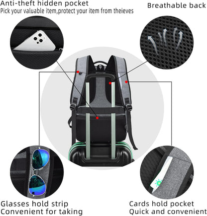 Wasserdichter Laptop-Reiserucksack – USB-Ladeport & Organizer-Fächer