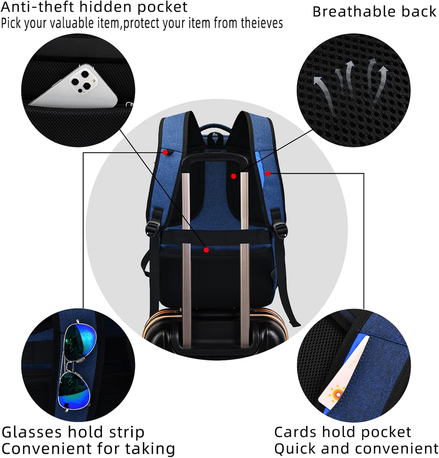 Wasserdichter Laptop-Reiserucksack – USB-Ladeport & Organizer-Fächer