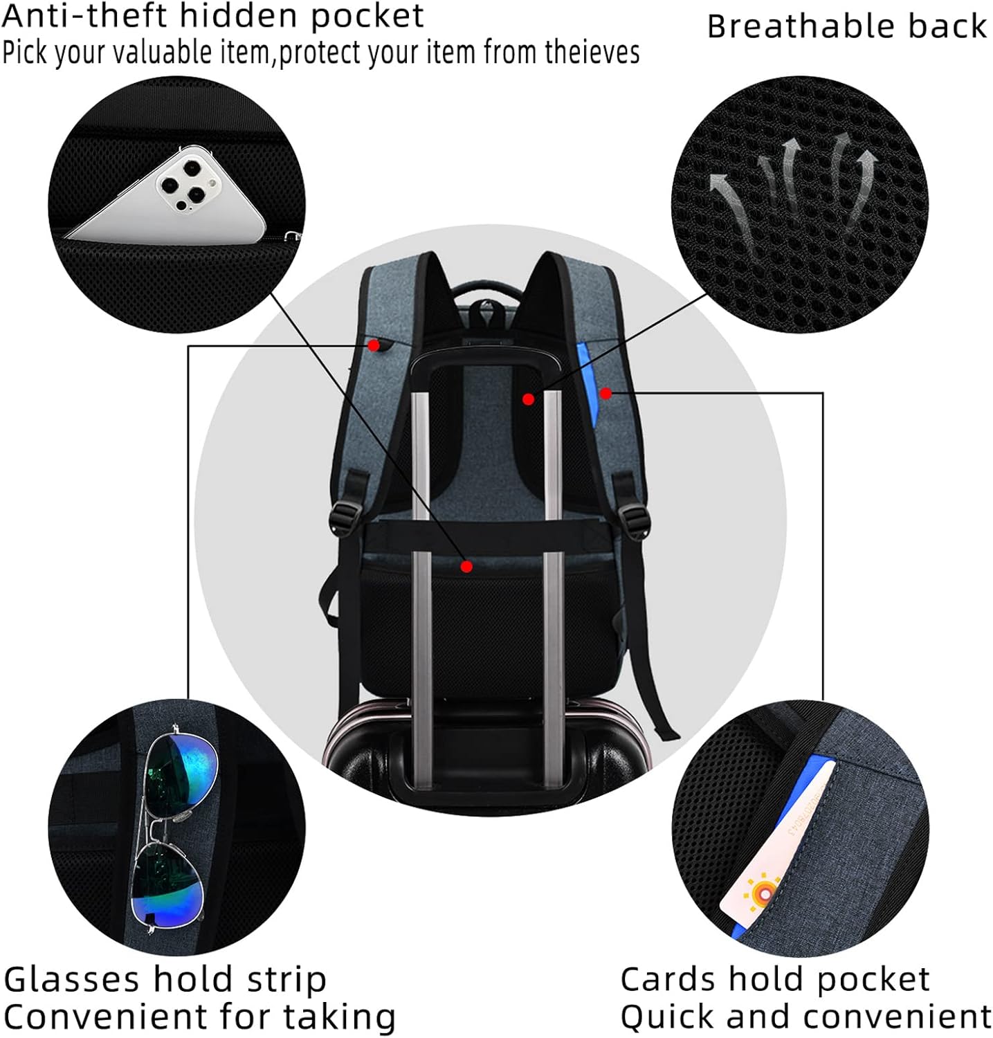 Wasserdichter Laptop-Reiserucksack – USB-Ladeport & Organizer-Fächer