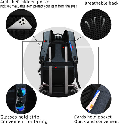 Wasserdichter Laptop-Reiserucksack – USB-Ladeport & Organizer-Fächer