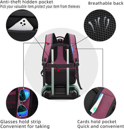 Wasserdichter Laptop-Reiserucksack – USB-Ladeport & Organizer-Fächer