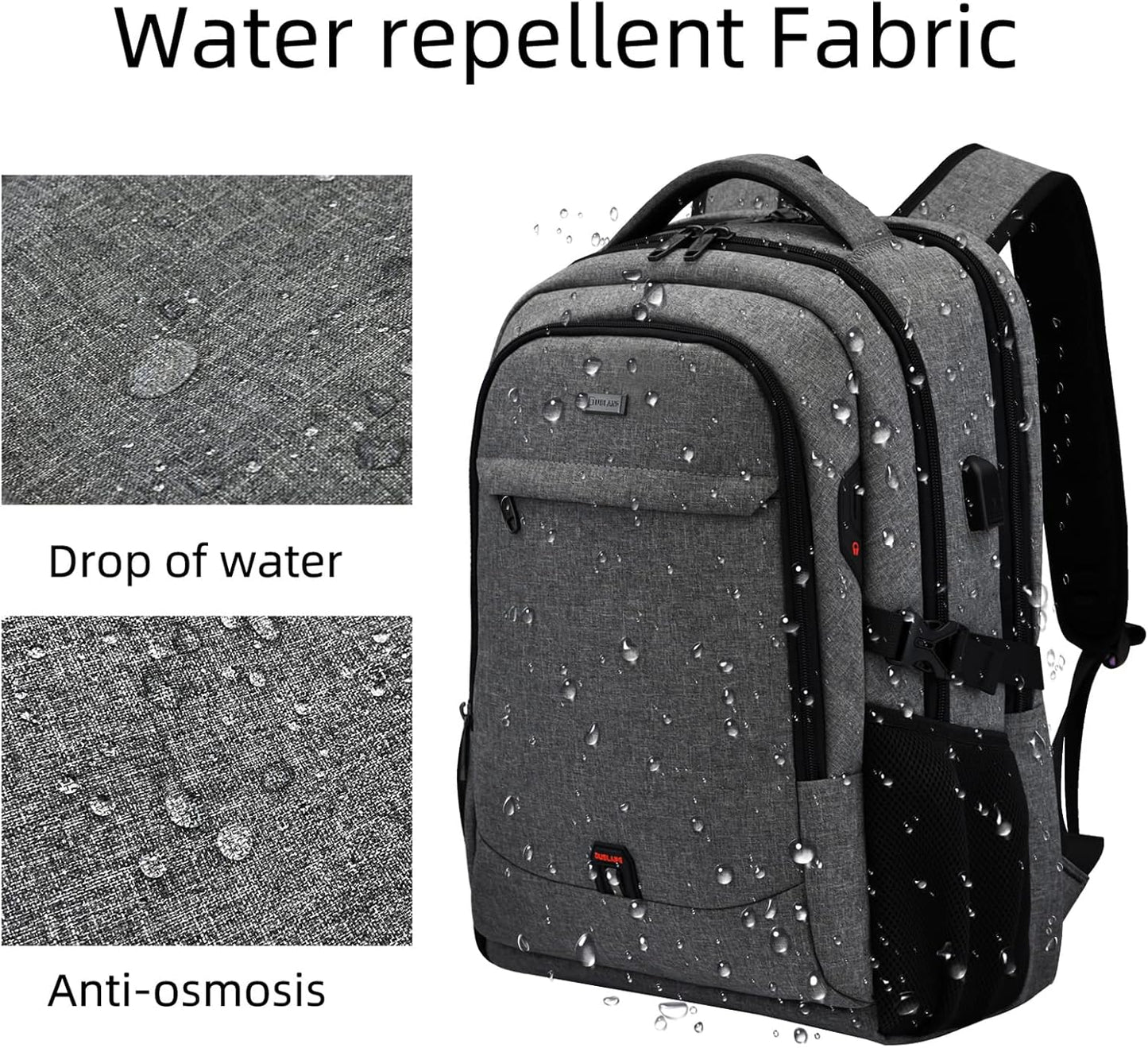 Wasserdichter Laptop-Reiserucksack – USB-Ladeport & Organizer-Fächer