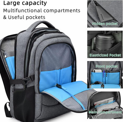 Wasserdichter Laptop-Reiserucksack – USB-Ladeport & Organizer-Fächer