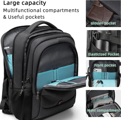 Wasserdichter Laptop-Reiserucksack – USB-Ladeport & Organizer-Fächer