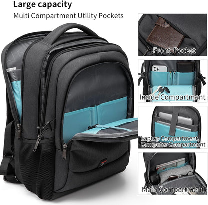 Wasserdichter Laptop-Reiserucksack – USB-Ladeport & Organizer-Fächer