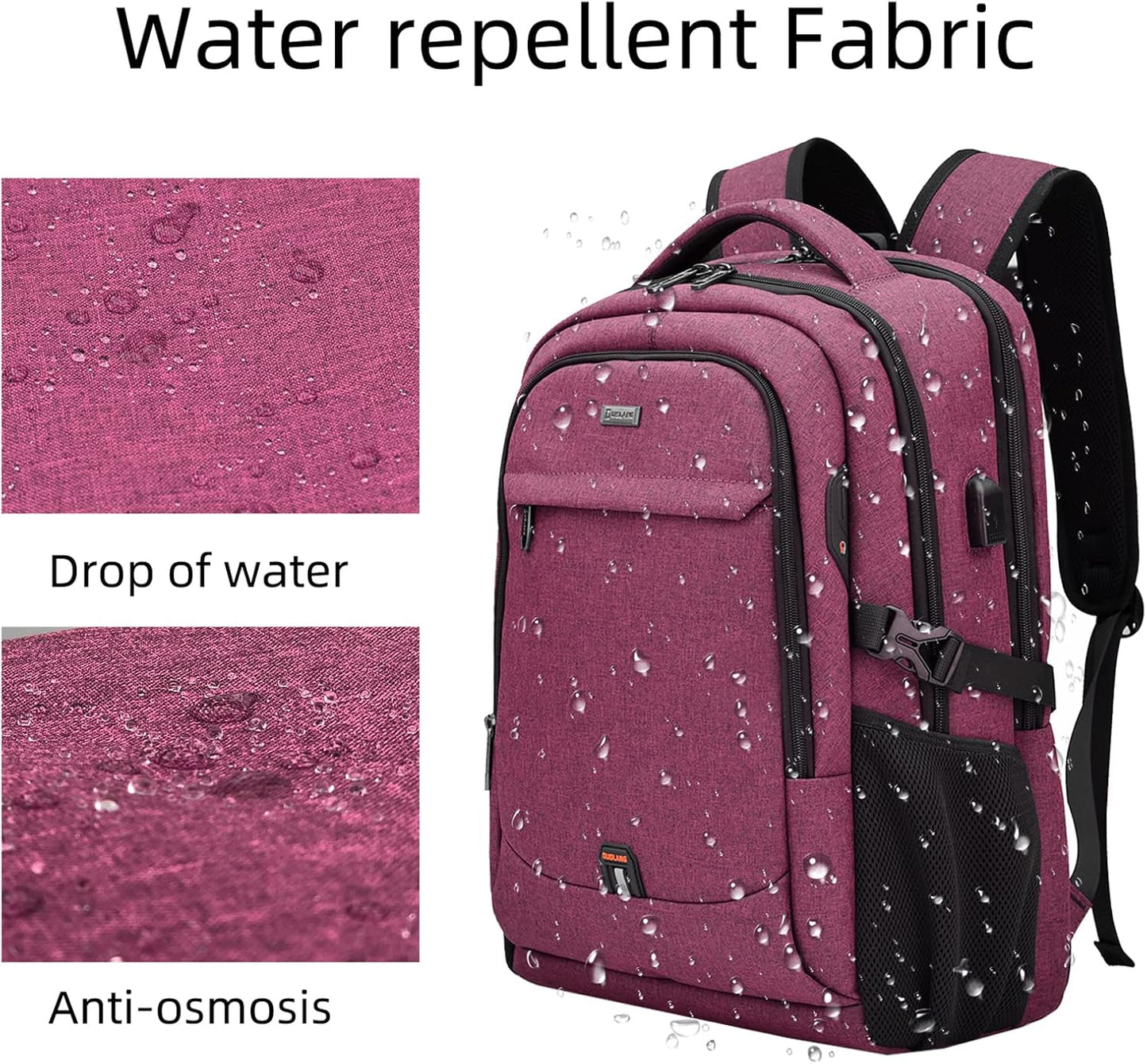 Wasserdichter Laptop-Reiserucksack – USB-Ladeport & Organizer-Fächer