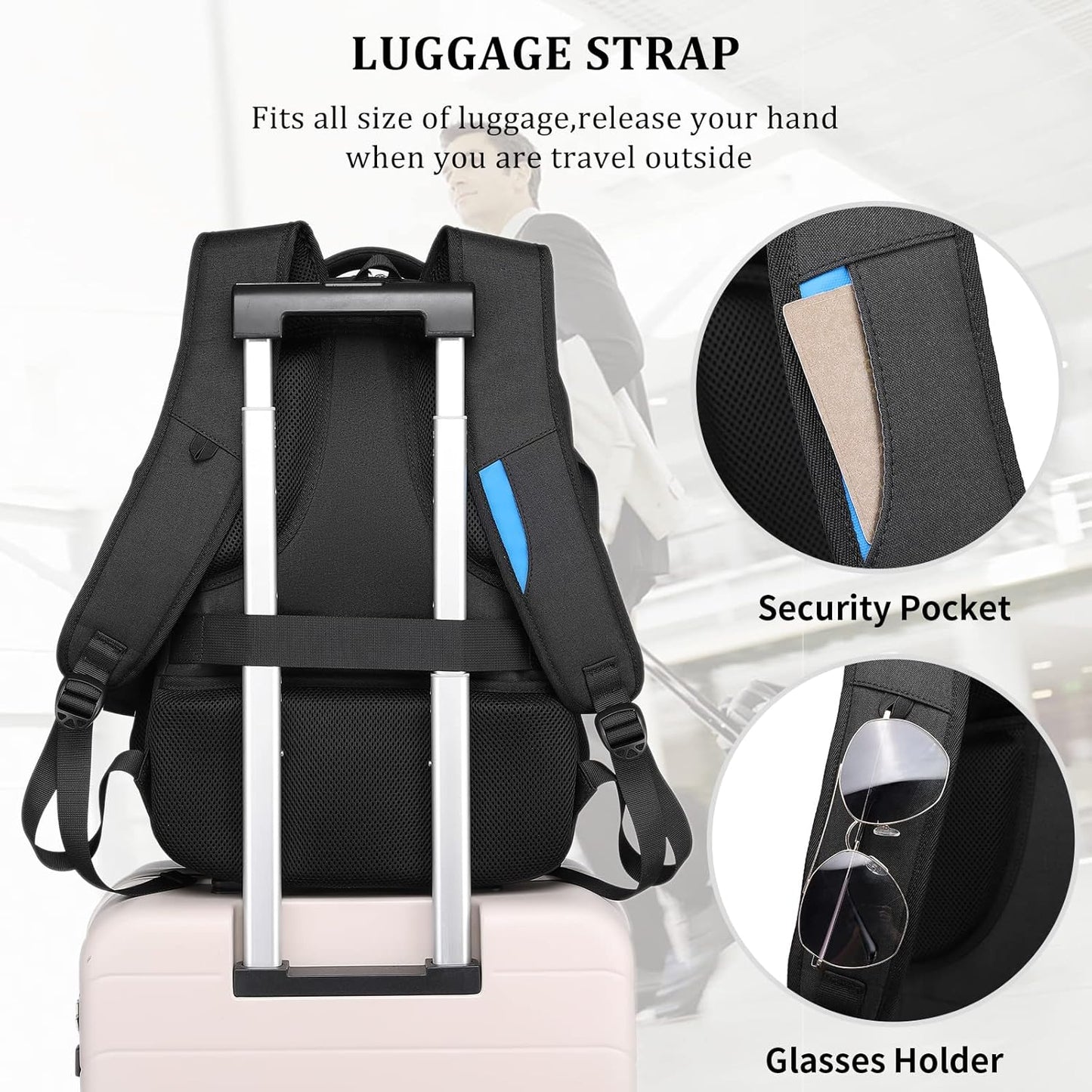 Wasserdichter Laptop-Reiserucksack – USB-Ladeport & Organizer-Fächer