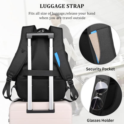 Wasserdichter Laptop-Reiserucksack – USB-Ladeport & Organizer-Fächer