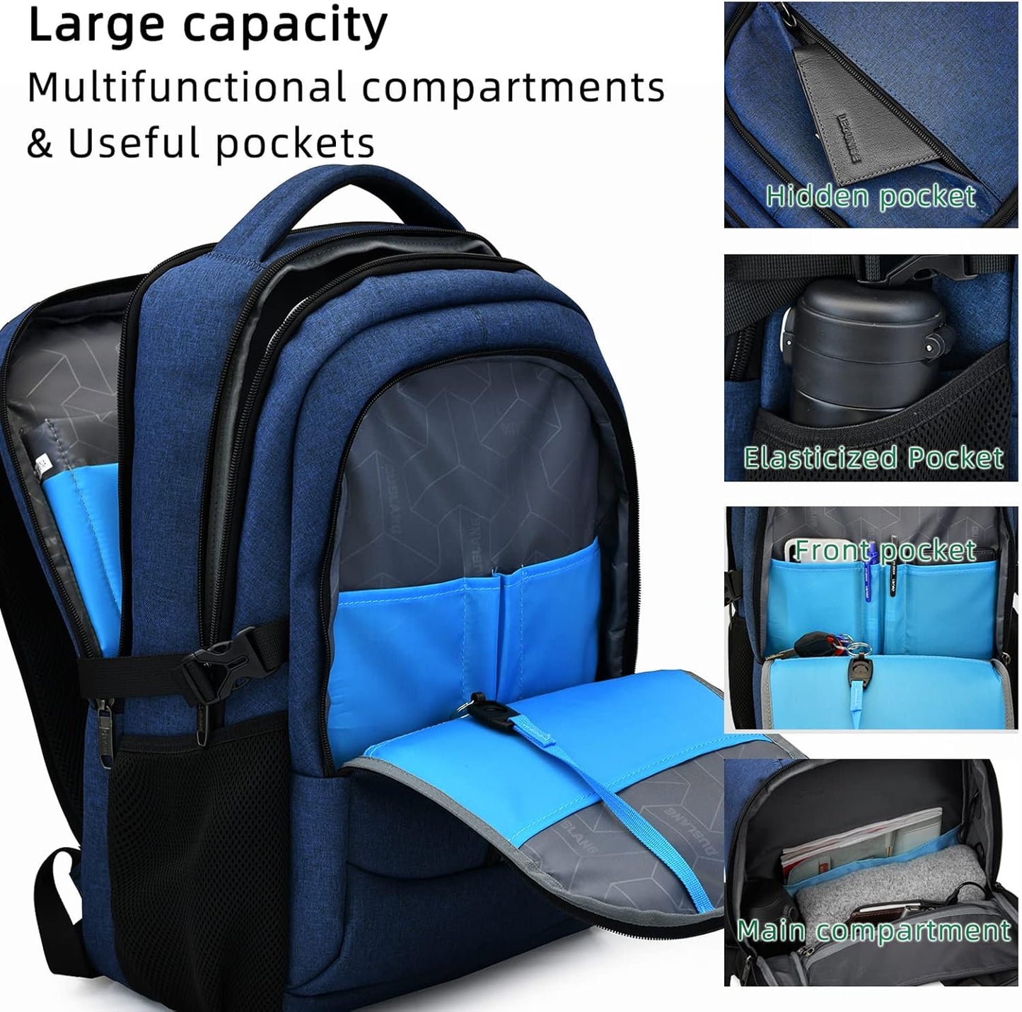 Wasserdichter Laptop-Reiserucksack – USB-Ladeport & Organizer-Fächer