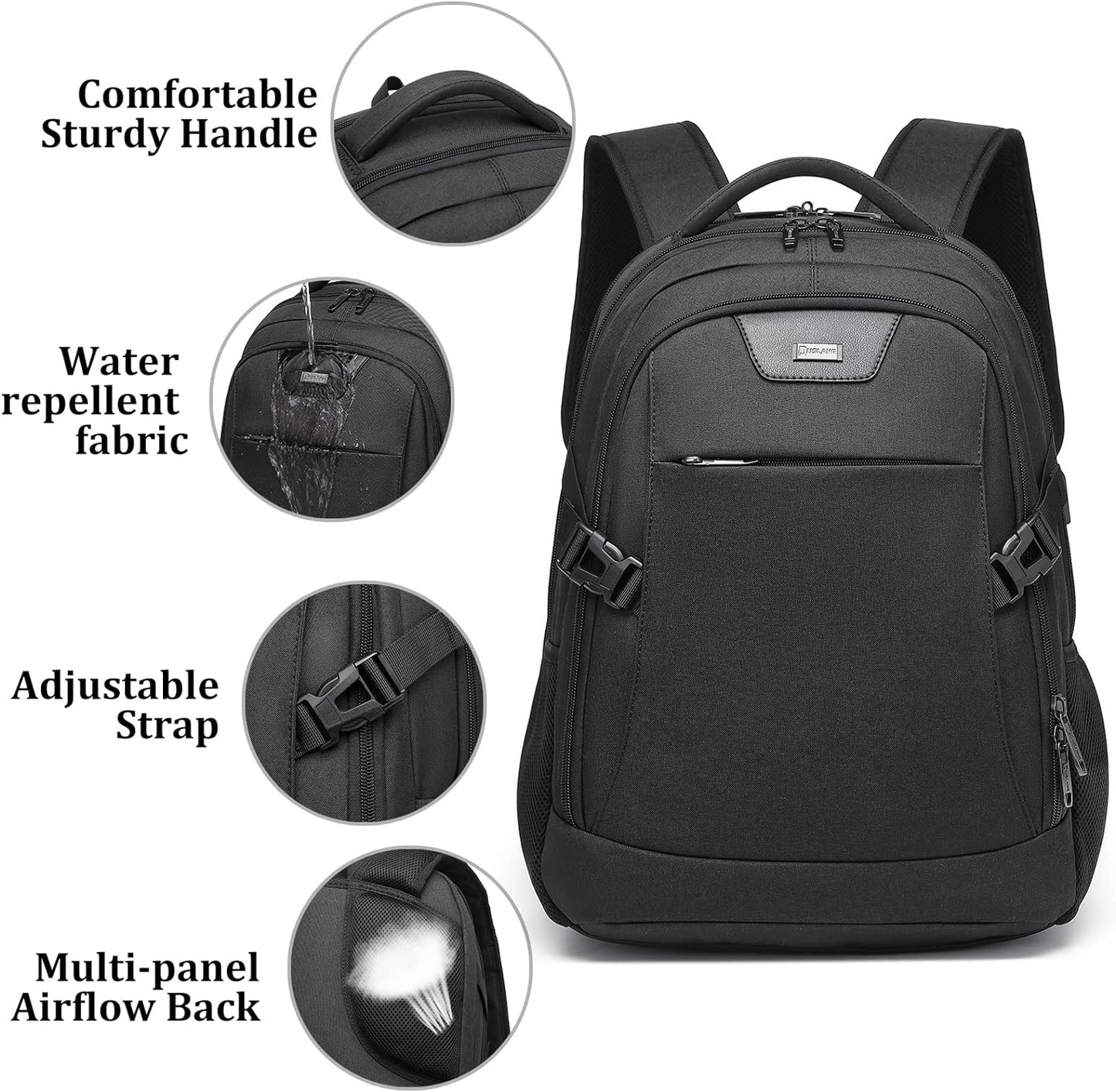 Wasserdichter Laptop-Reiserucksack – USB-Ladeport & Organizer-Fächer