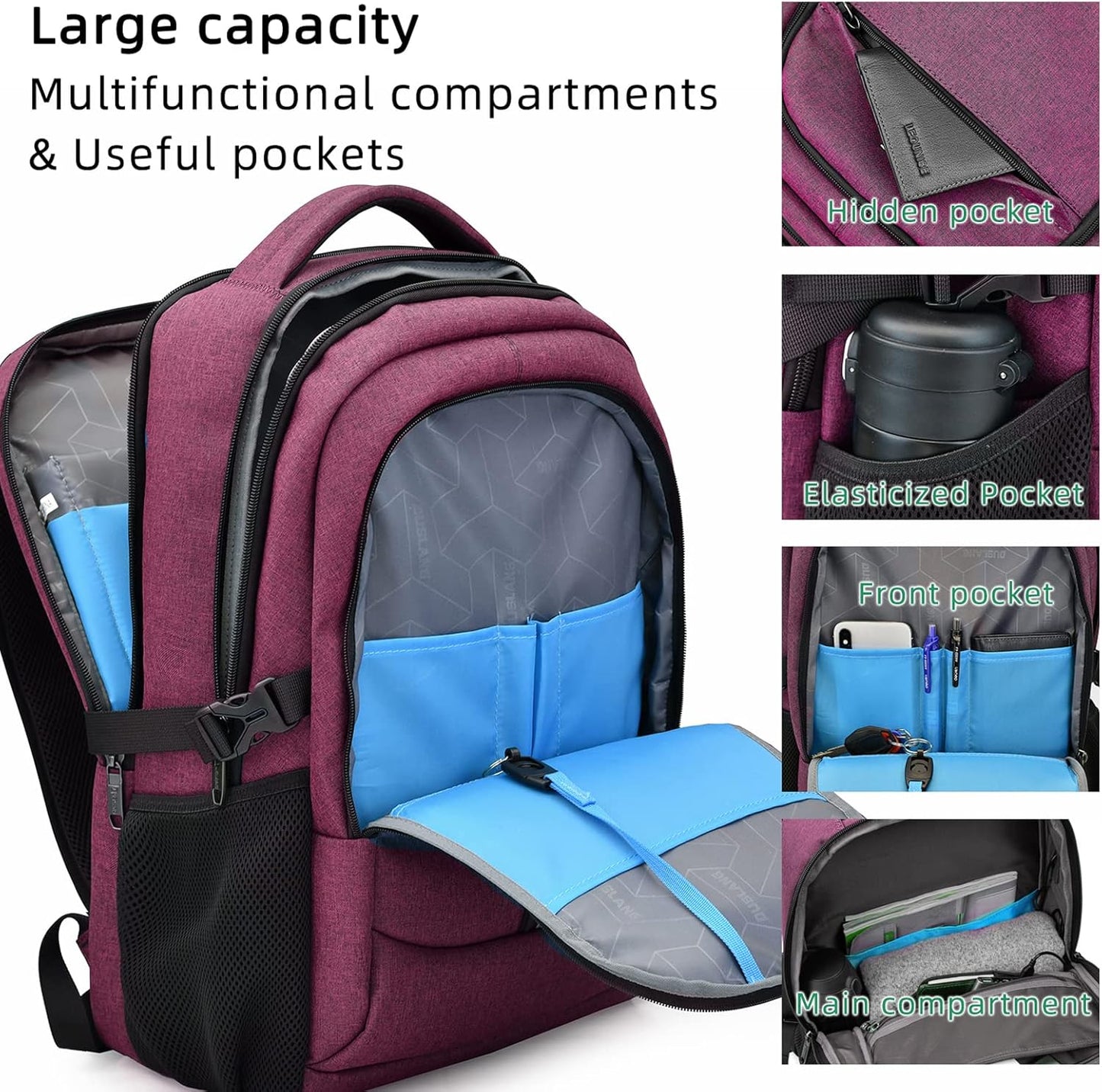 Wasserdichter Laptop-Reiserucksack – USB-Ladeport & Organizer-Fächer