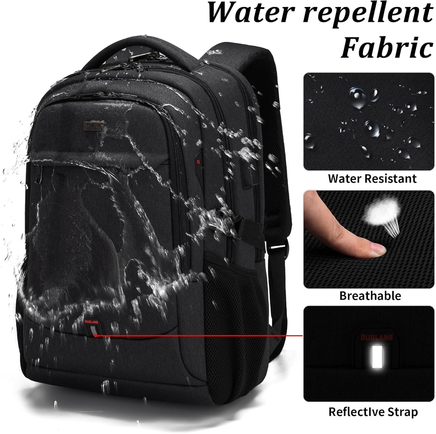 Wasserdichter Laptop-Reiserucksack – USB-Ladeport & Organizer-Fächer