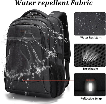 Wasserdichter Laptop-Reiserucksack – USB-Ladeport & Organizer-Fächer