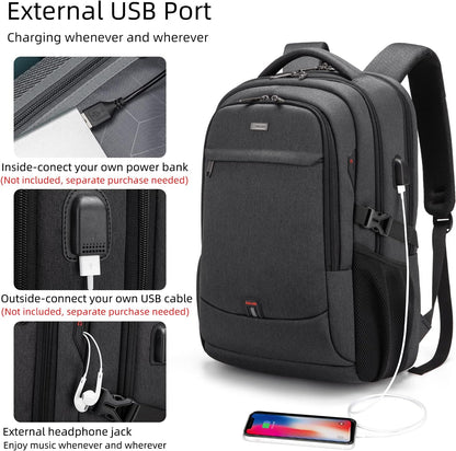 Wasserdichter Laptop-Reiserucksack – USB-Ladeport & Organizer-Fächer
