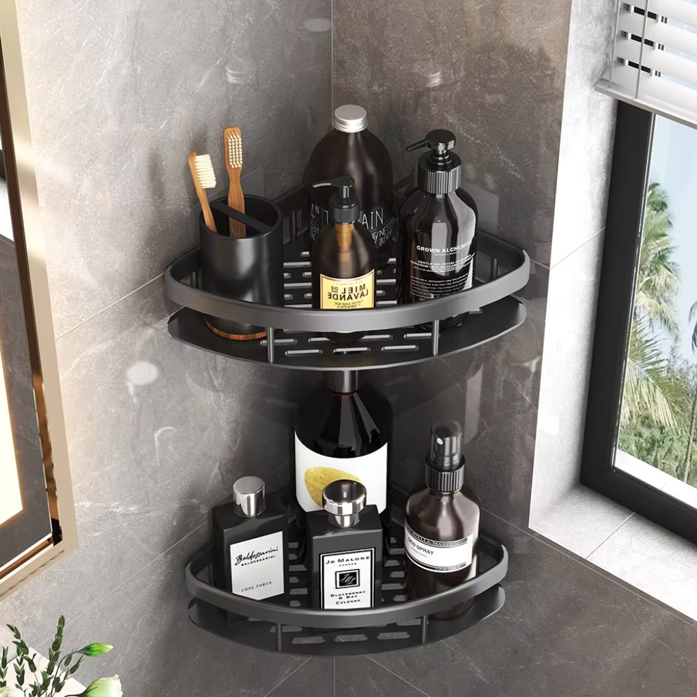 Eck-Duschregal Aluminium – Bohrlos & Selbstklebend für Bad
