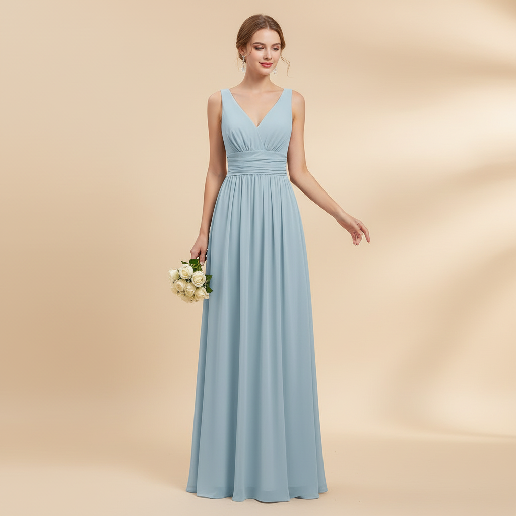Ärmelloses V-Ausschnitt Maxikleid | Sommermaxikleid für Damen