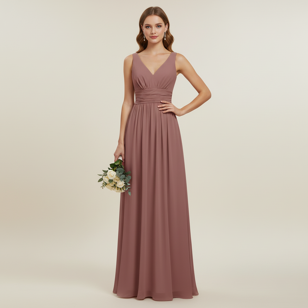 Ärmelloses V-Ausschnitt Maxikleid | Sommermaxikleid für Damen