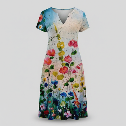 Blumenmuster Sommerkleid | Damen Mini Kleid