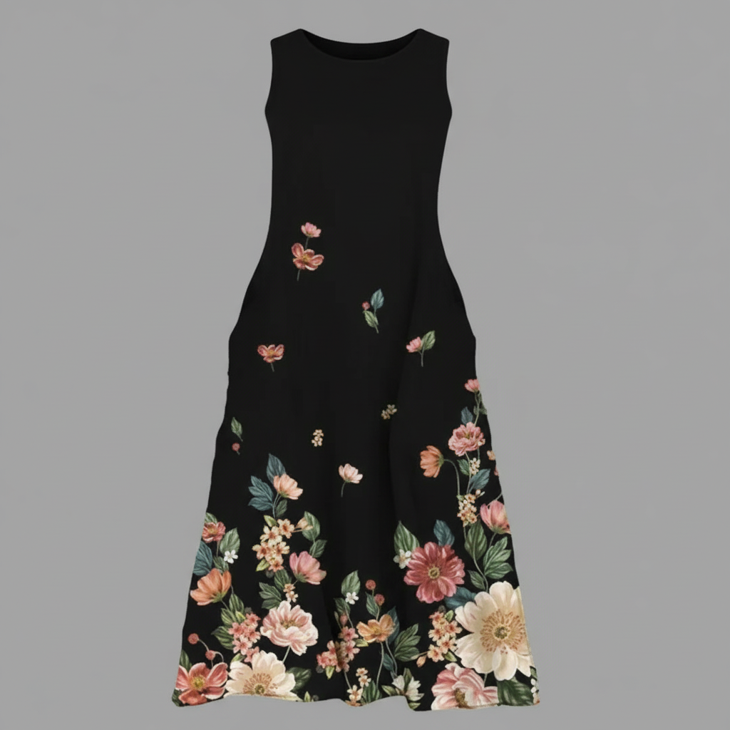 Blumenmuster Midi Kleid für Damen | Sommerkleid
