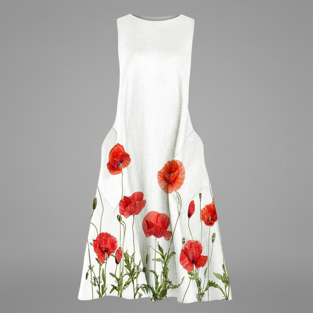 Blumenmuster Midi Kleid für Damen | Sommerkleid