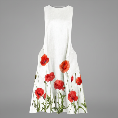 Blumenmuster Midi Kleid für Damen | Sommerkleid