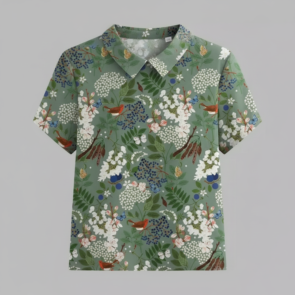 Damen Vintage Blumenmuster Bluse | Lässige Mode