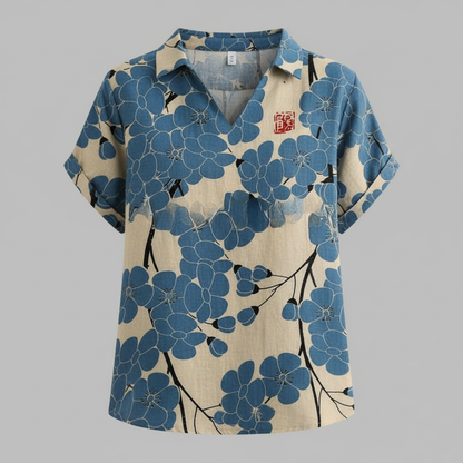 Damen Vintage Blumenmuster Bluse | Lässige Mode