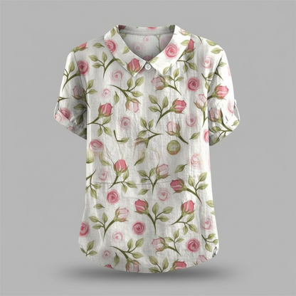 Damen Vintage Blumenmuster Bluse | Lässige Mode
