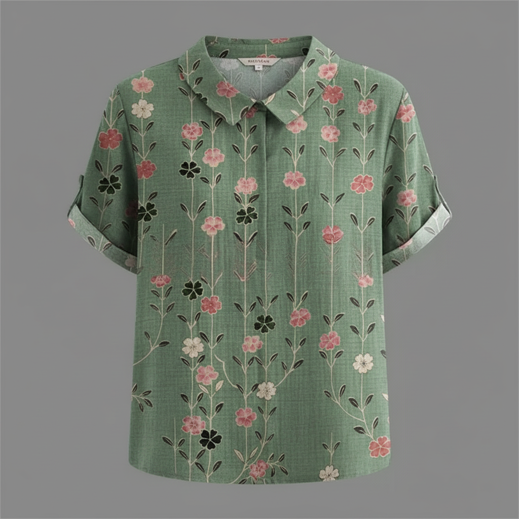 Damen Vintage Blumenmuster Bluse | Lässige Mode