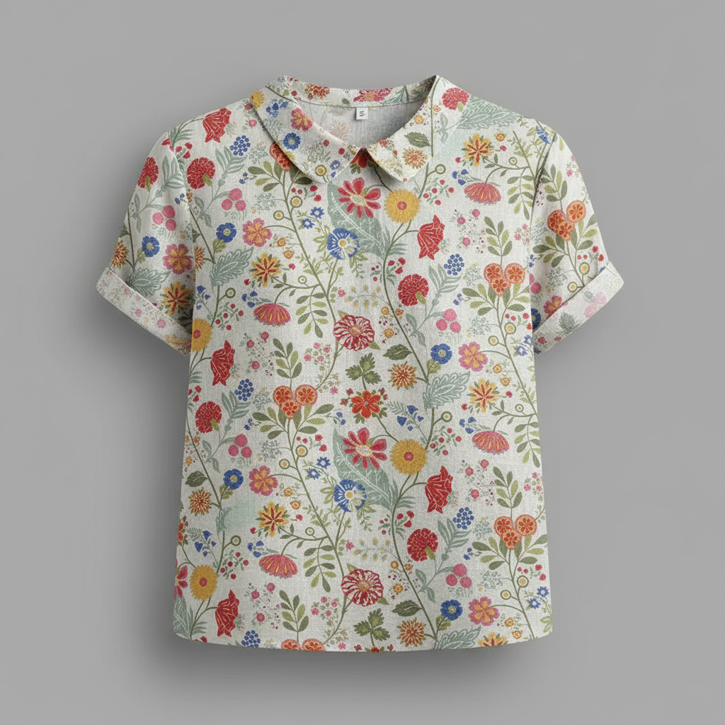 Damen Vintage Blumenmuster Bluse | Lässige Mode