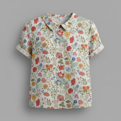 Damen Vintage Blumenmuster Bluse | Lässige Mode