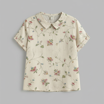 Damen Vintage Blumenmuster Bluse | Lässige Mode