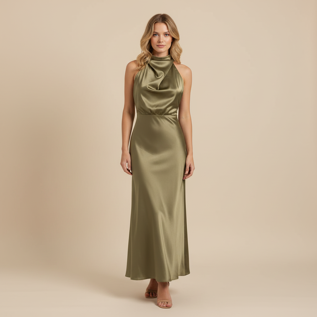 Halfter Abendkleid für Damen | Midi Kleid für Hochzeiten
