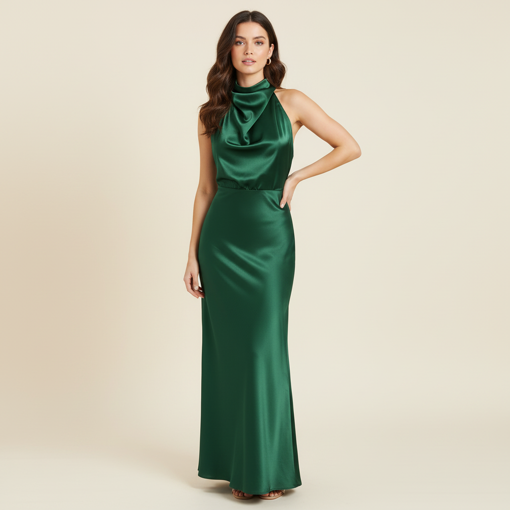 Halfter Abendkleid für Damen | Midi Kleid für Hochzeiten