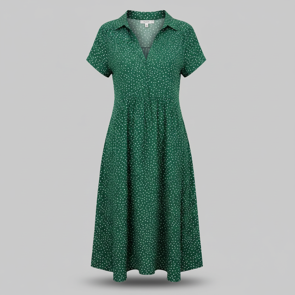 Hemdblusenkleid Midi Damen | Kurzärmliges Kleid für Alltag