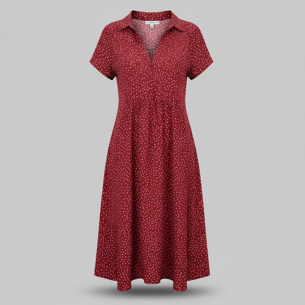 Hemdblusenkleid Midi Damen | Kurzärmliges Kleid für Alltag