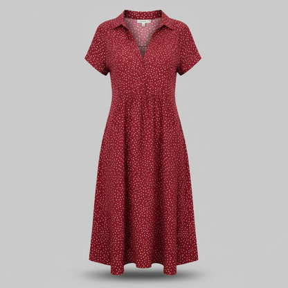Hemdblusenkleid Midi Damen | Kurzärmliges Kleid für Alltag