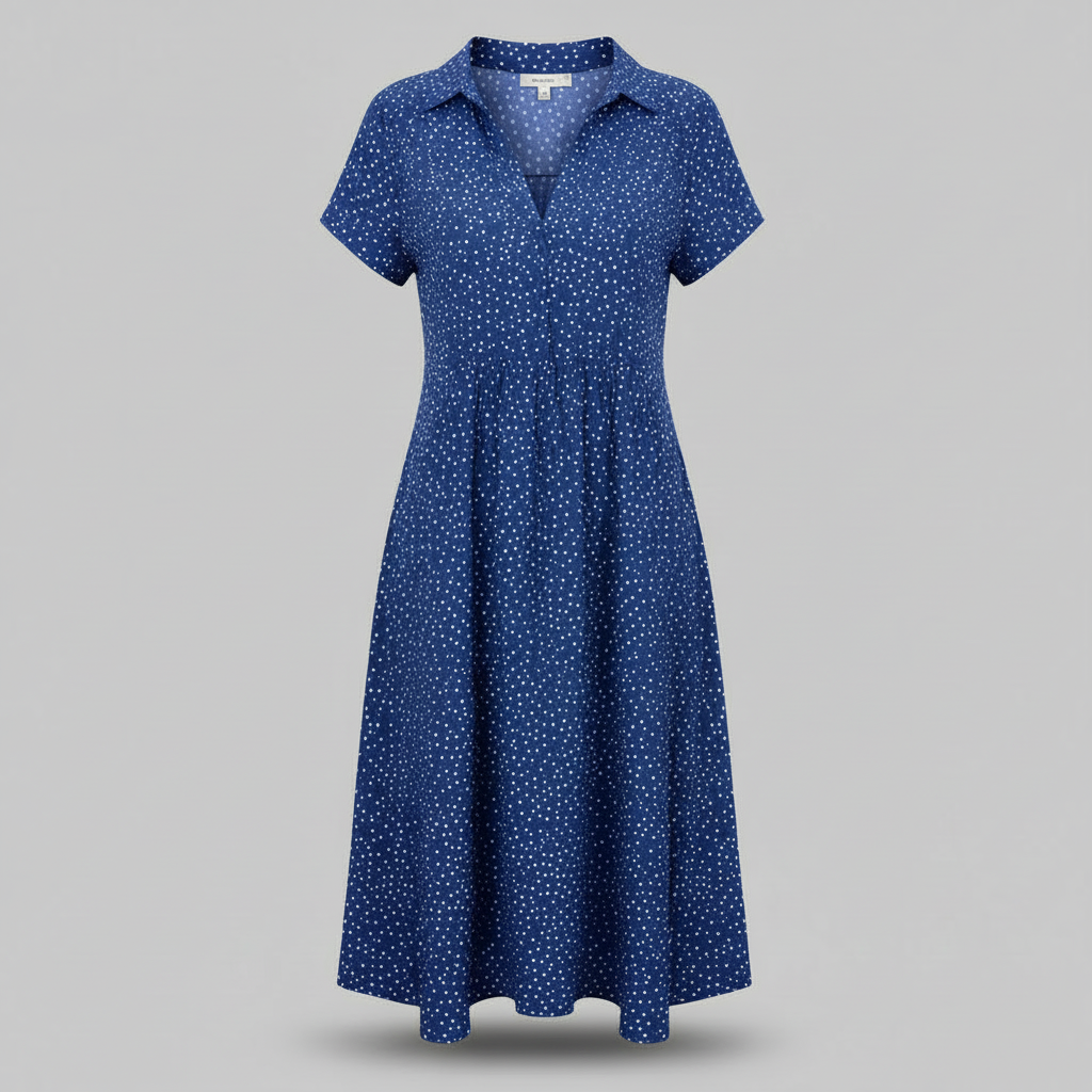 Hemdblusenkleid Midi Damen | Kurzärmliges Kleid für Alltag
