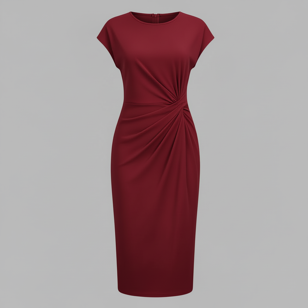 Elegantes Midi Kleid Damen | Kurzärmliges Formelles Kleid